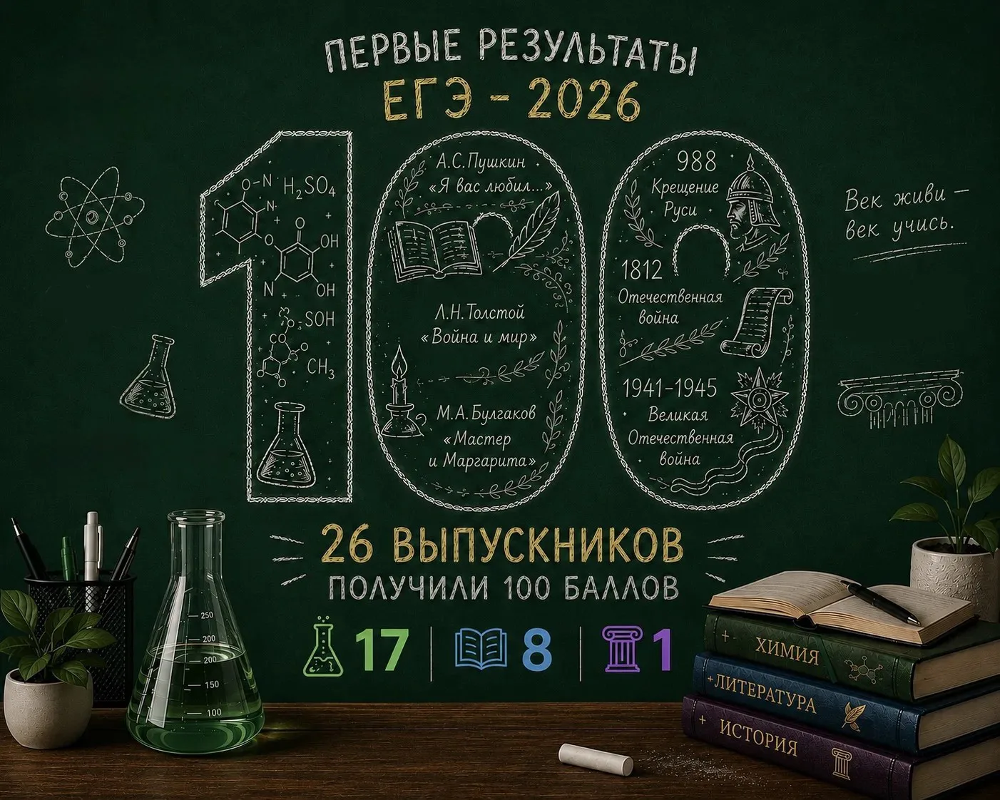 Приятно начинать неделю с таких новостей. ЕГЭ по первым трём предметам на высший балл сдали 26 наших