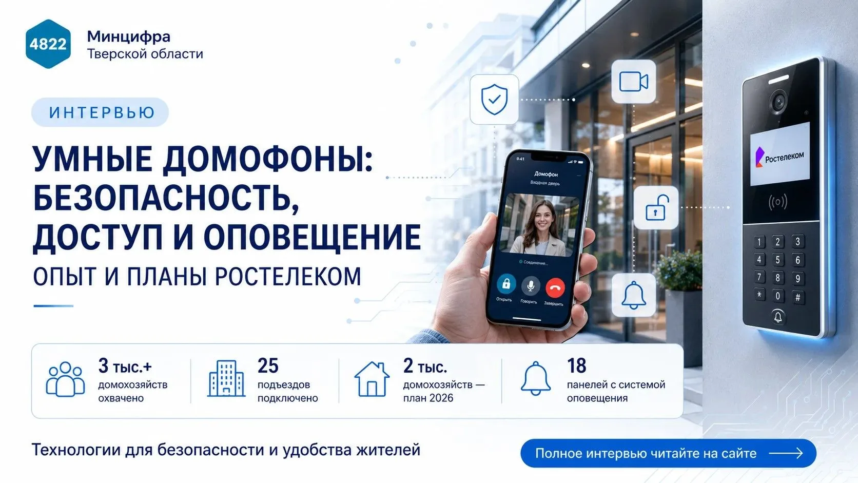 Умные домофоны постепенно становятся частью цифровой среды многоквартирных домов. 

Это уже не тольк