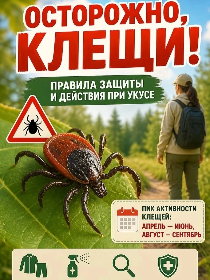 Гуляем безопасно: как защитить ребенка от укуса клеща?
Уважаемые родители!
Весна и лето — прекрасная