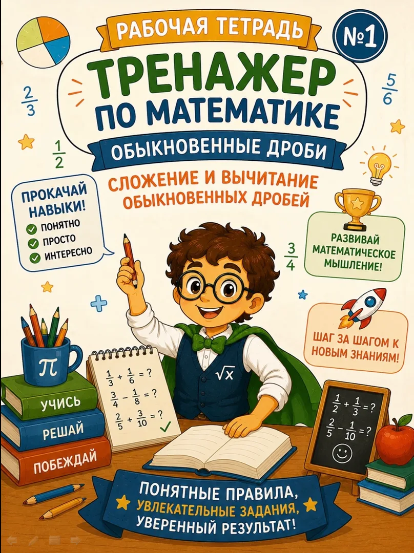 📘 Рабочая тетрадь-тренажёр по математике
«Сложение и вычитание обыкновенных дробей»

Дроби — одна и