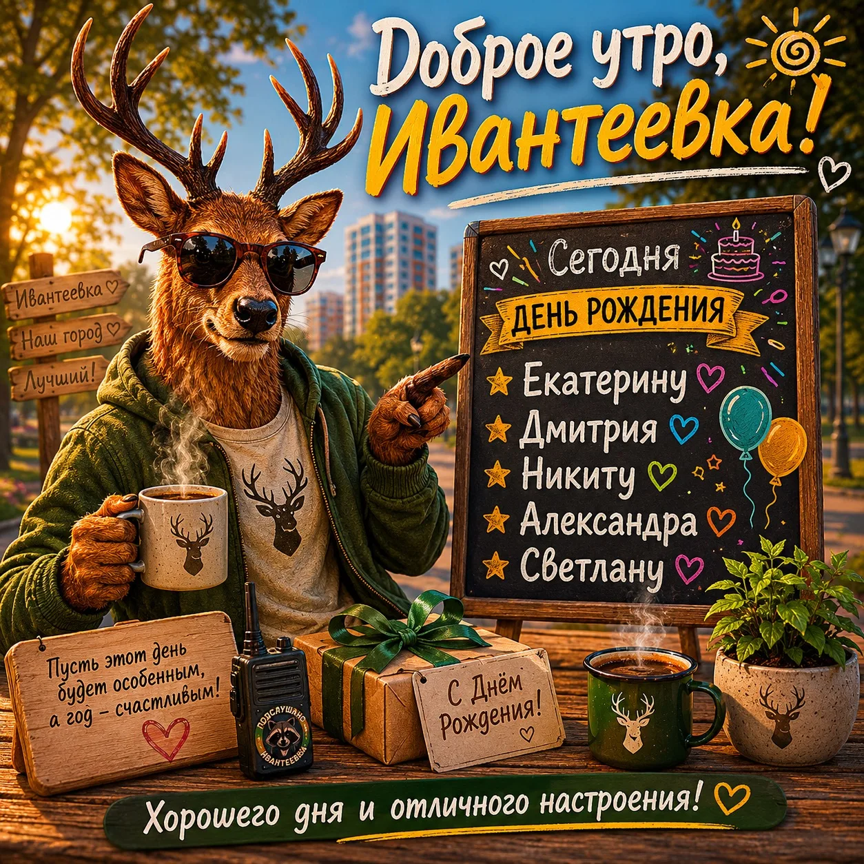 ☀️ Доброе утро, Ивантеевка!

Сегодня наш любимый олень спешит поздравить с днём рождения наших имени