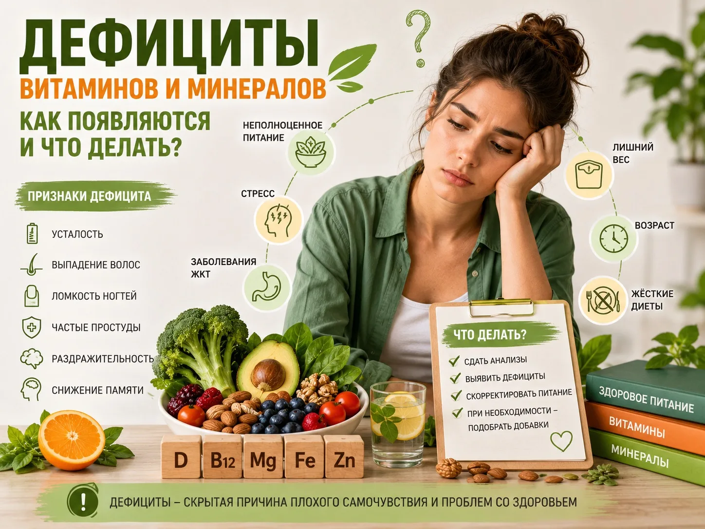 Почему появляются дефициты витаминов и минералов, даже если человек ест каждый день? Обещала вам нап