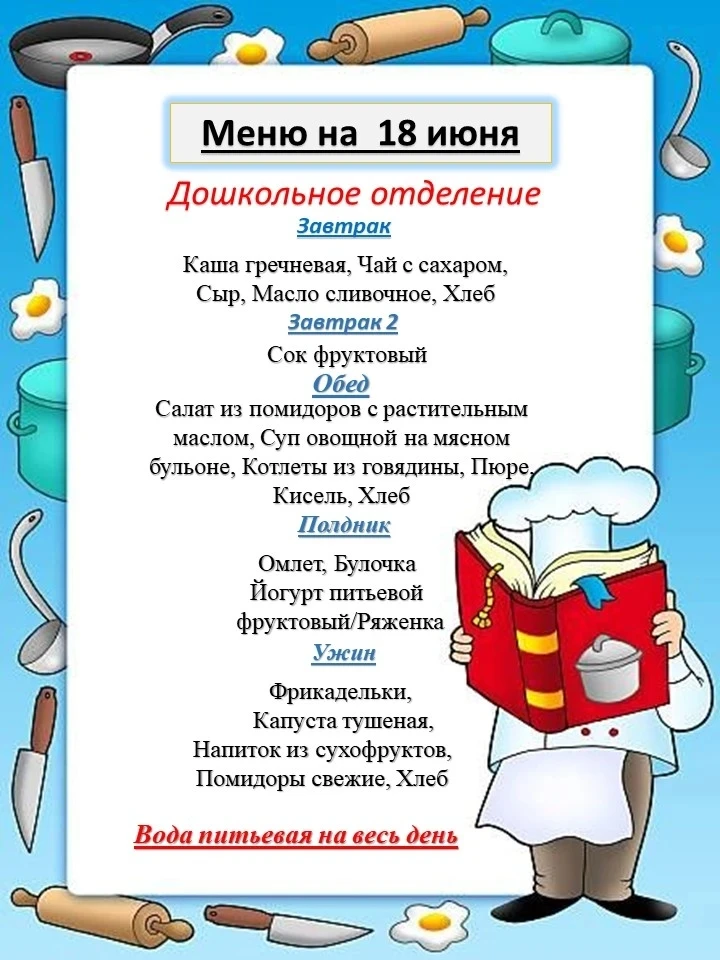 Меню дошколят на сегодня ♥️