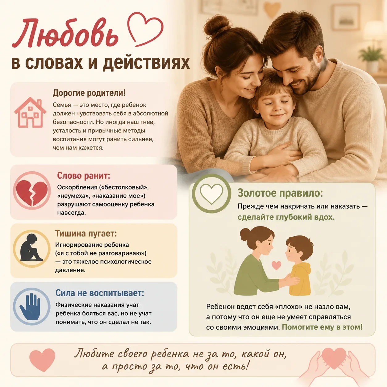 Счастье начинается с понимания: как сохранить мир в семье 🕊❤

Каждый родитель желает своему ребенку
