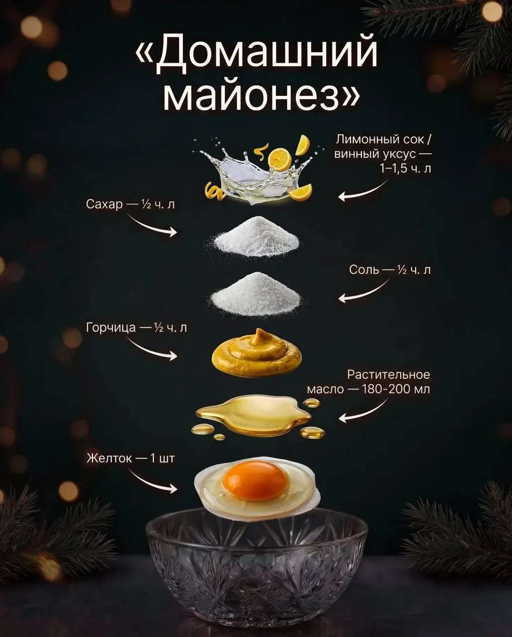 Ловите рецепты легендарных новогодних салатов — если вдруг кто-то забыл.🔥🎄🎉

Домашний майонез:
— 