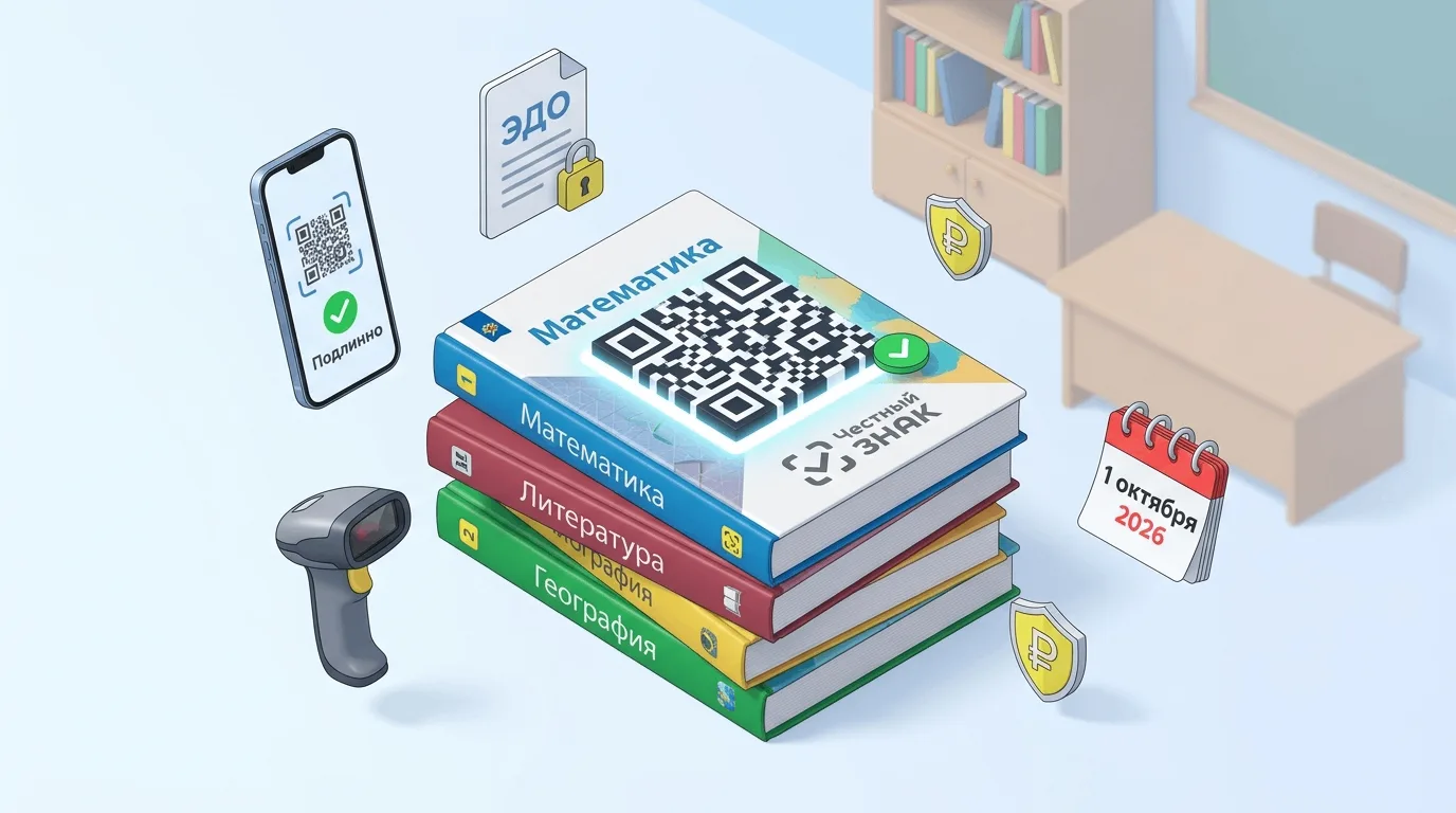 Книжные магазины: готовьтесь к штрафам за учебники.
С 1 октября 2026 года — обязательная маркировка 