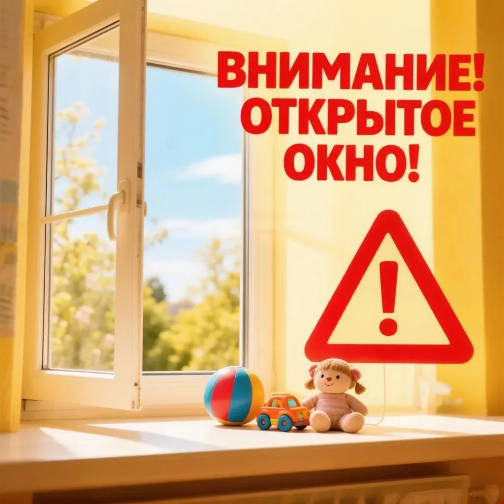 ❗❗❗Внимание! Открытое окно!

- Никогда не оставляйте детей без присмотра в комнате с открытым окном.