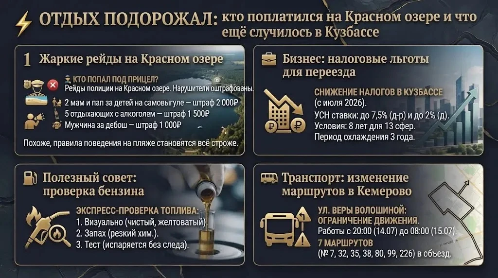 ⚡️ ОТДЫХ ПОДОРОЖАЛ: кто поплатился на Красном озере и что ещё случилось в Кузбассе

Снова вторник — 