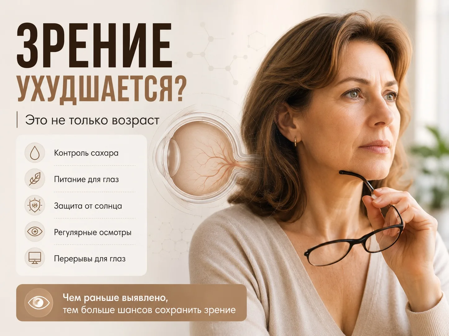 Зрение ухудшается — это возраст или сигнал организма?

Снижение зрения действительно чаще встречаетс