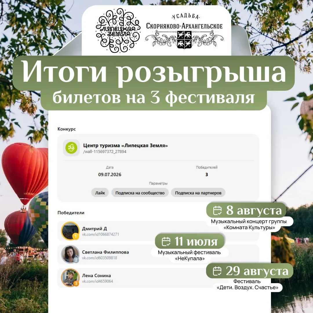 ВО ВКОНТАКТЕ МЫ УЖЕ ОПУБЛИКОВАЛИ ИТОГИ РОЗЫГРЫША 🎉

С помощью генератора случайных чисел мы определ