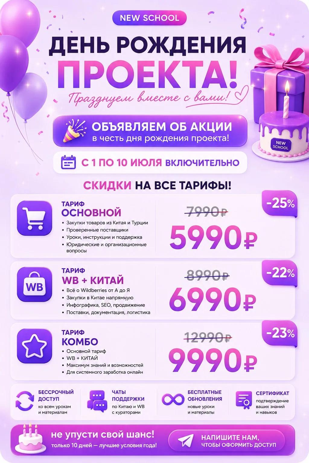 🎉 С 1 по 10 июля! Самые выгодные цены на обучение! 🎁

В честь Дня рождения проекта мы открываем до