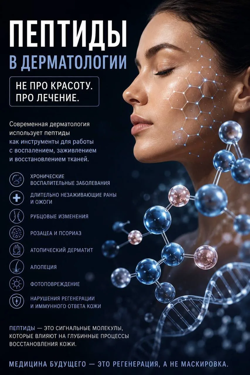 💎 ПЕПТИДЫ В ДЕРМАТОЛОГИИ 

Почему медицина всё чаще говорит о них не как о «тренде», а как о новом 