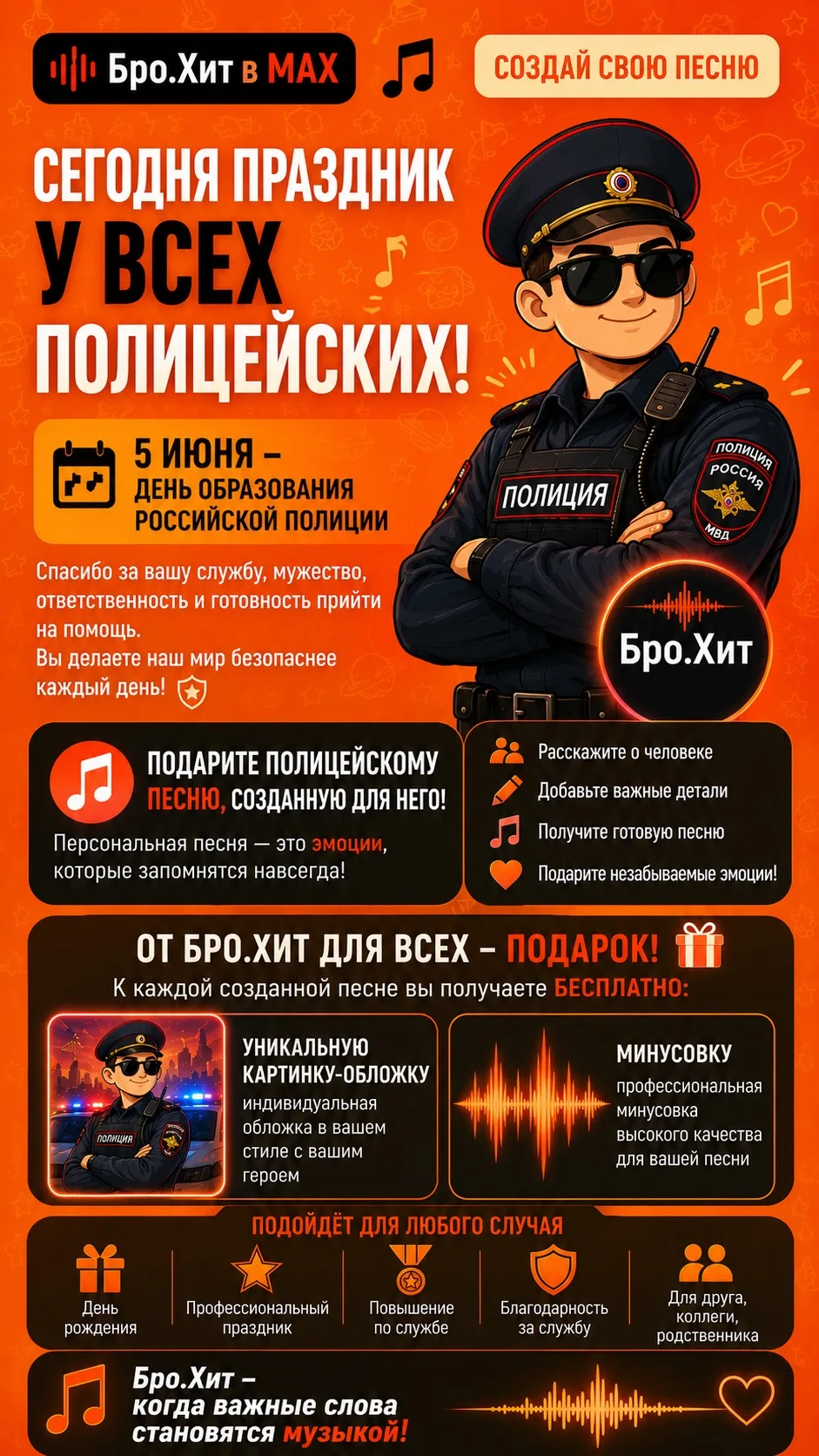 🚔 У каждого полицейского тысячи историй службы. Но только одна может стать песней. 🎵

Сегодня, в Д