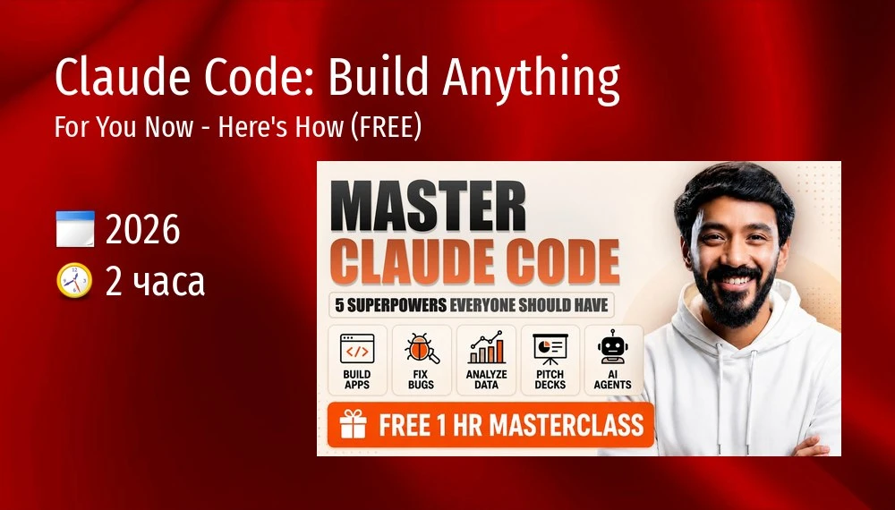 Claude Code: Build Anything
For You Now - Here's How (FREE)

🗓 2026 ⏰ 2 часа

Полный мастер-класс п