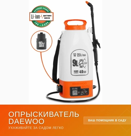 Опрыскиватель — must have для дачника 🍇

С опрыскивателем Daewoo Power Products DSA 9Li уход за сад