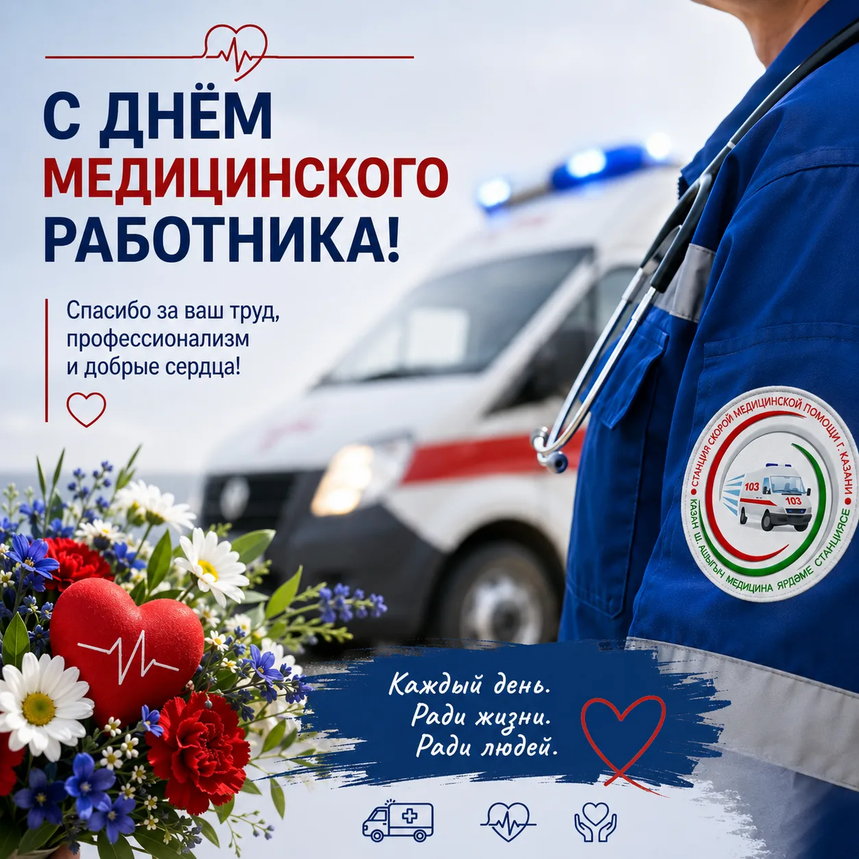 🚑 С Днём медицинского работника!
  
От всей души поздравляем врачей, фельдшеров, медицинских сестёр