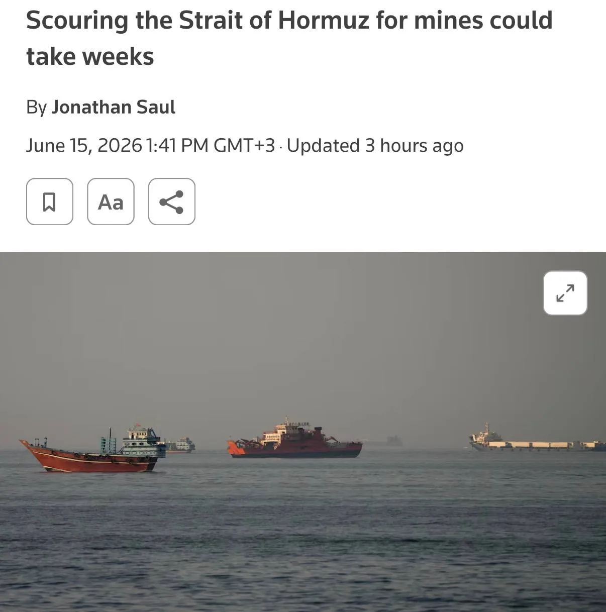 🌊Проверка Ормузского пролива на наличие мин может занять от 40 до 50 дней, — сообщило агентство Reu