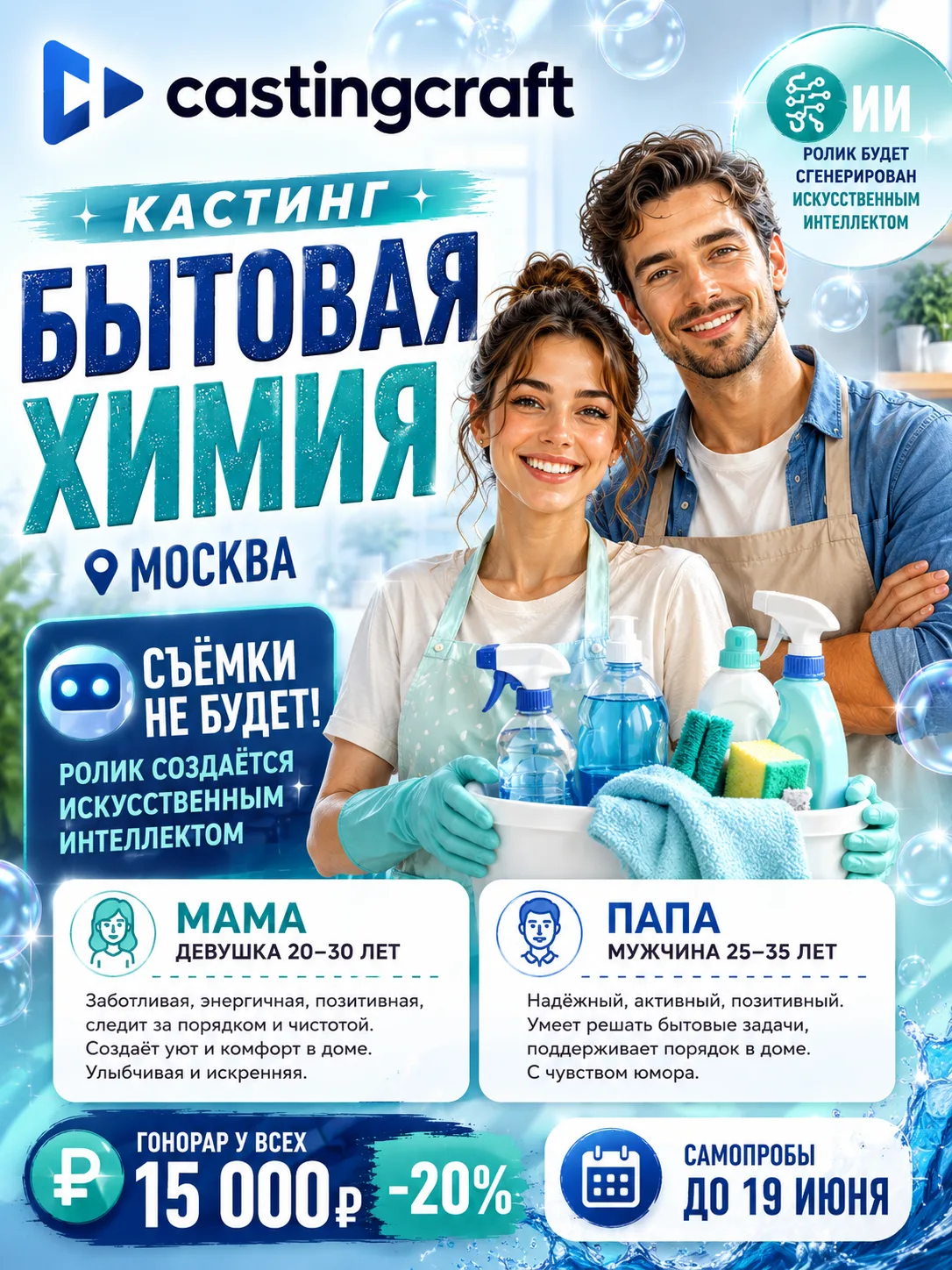 🪣🪣🪣🪣🪣🪣🪣
Кастинг Бытовая Химия

Москва

‼️‼️‼️Сначала регистрируемся на  платформе, ваш агент 