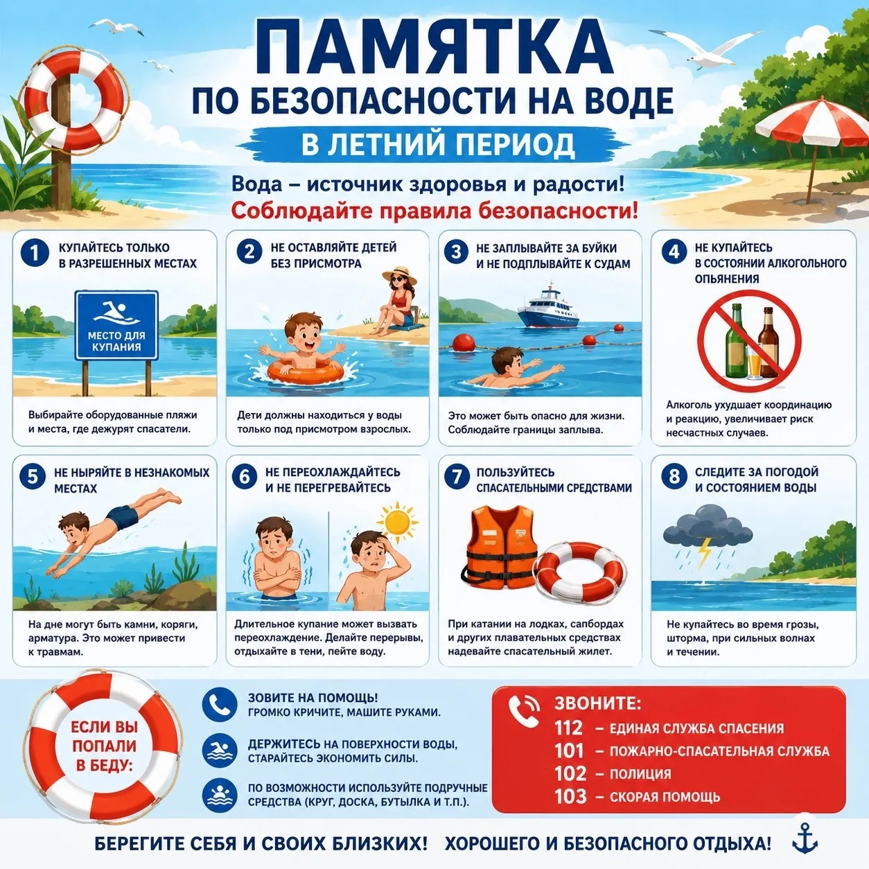 🌊☀️ Безопасность детей на воде в летний период ☀️🌊

Лето — время отдыха, игр и купания. Чтобы отды