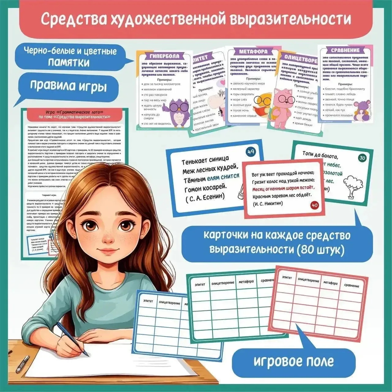 Оригинальный подход к изучению средств художественной выразительности!

Что входит в комплект?
⭐️ 80