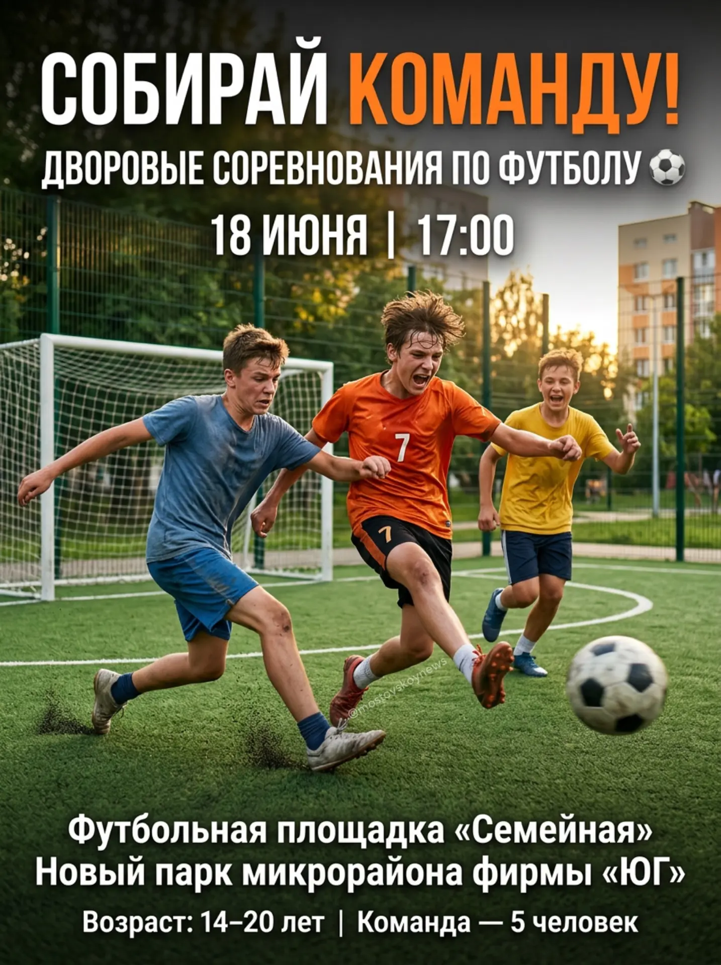 ⚽ В Мостовском пройдут соревнования по футболу среди дворовых команд

🗓️18 июня 
🕓17:00 
📍Футболь