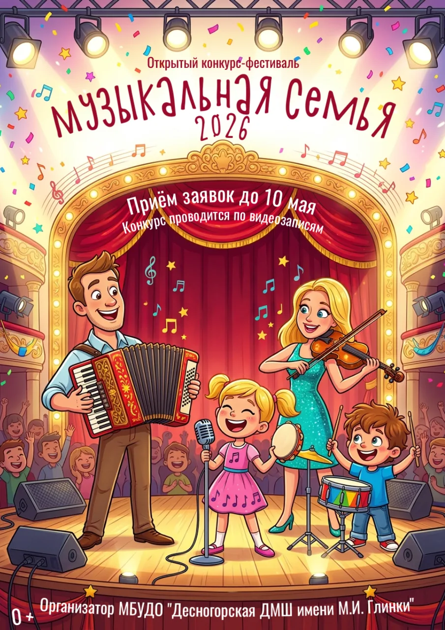 🎶✨ Десногорская ДМШ приглашает к участию в Открытом конкурсе-фестивале "Музыкальная семья - 2026"! 