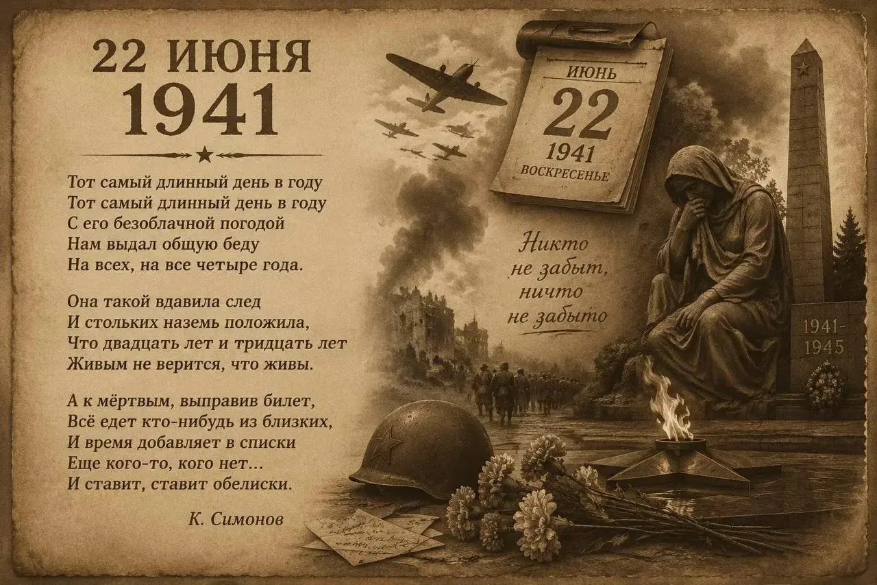 22 июня 1941 года — день начала Великой Отечественной войны. На рассвете (в 4 часа утра) нацистская 