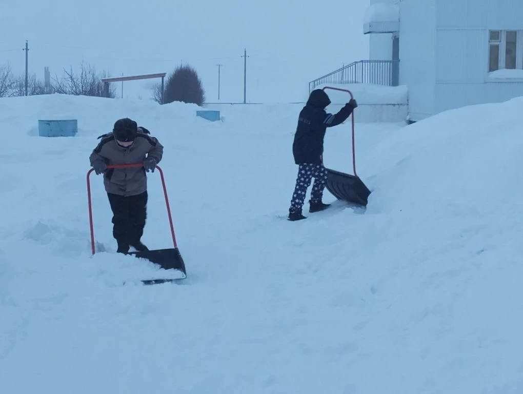 🌨️Зима в этом году не скупится на снегопады - у школьников нашлось сразу два важных фронта работ: у