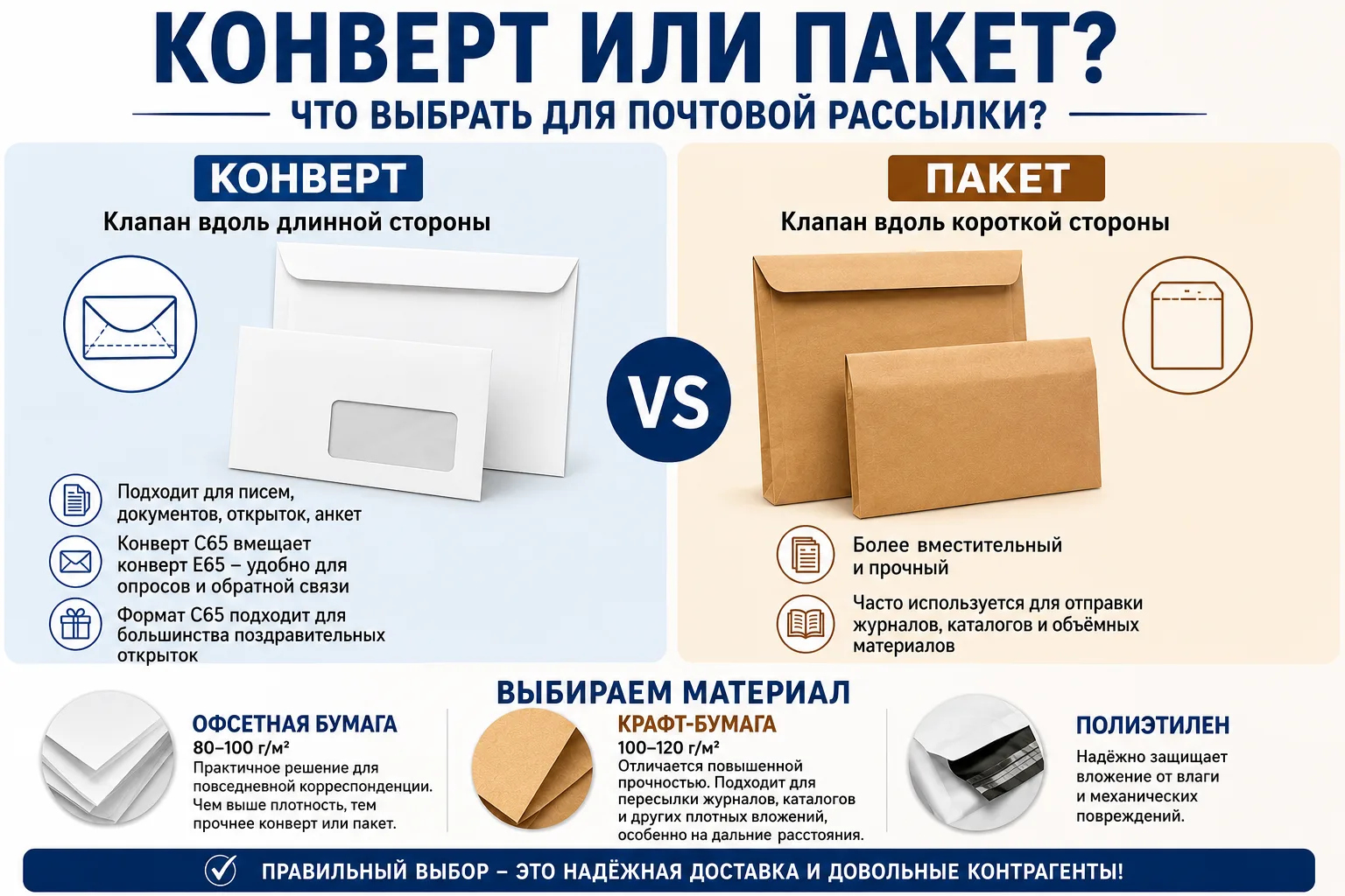 Конверт или пакет? Выбираем упаковку для почтовой рассылки 📩Не все знают, что конверт и пакет отлич