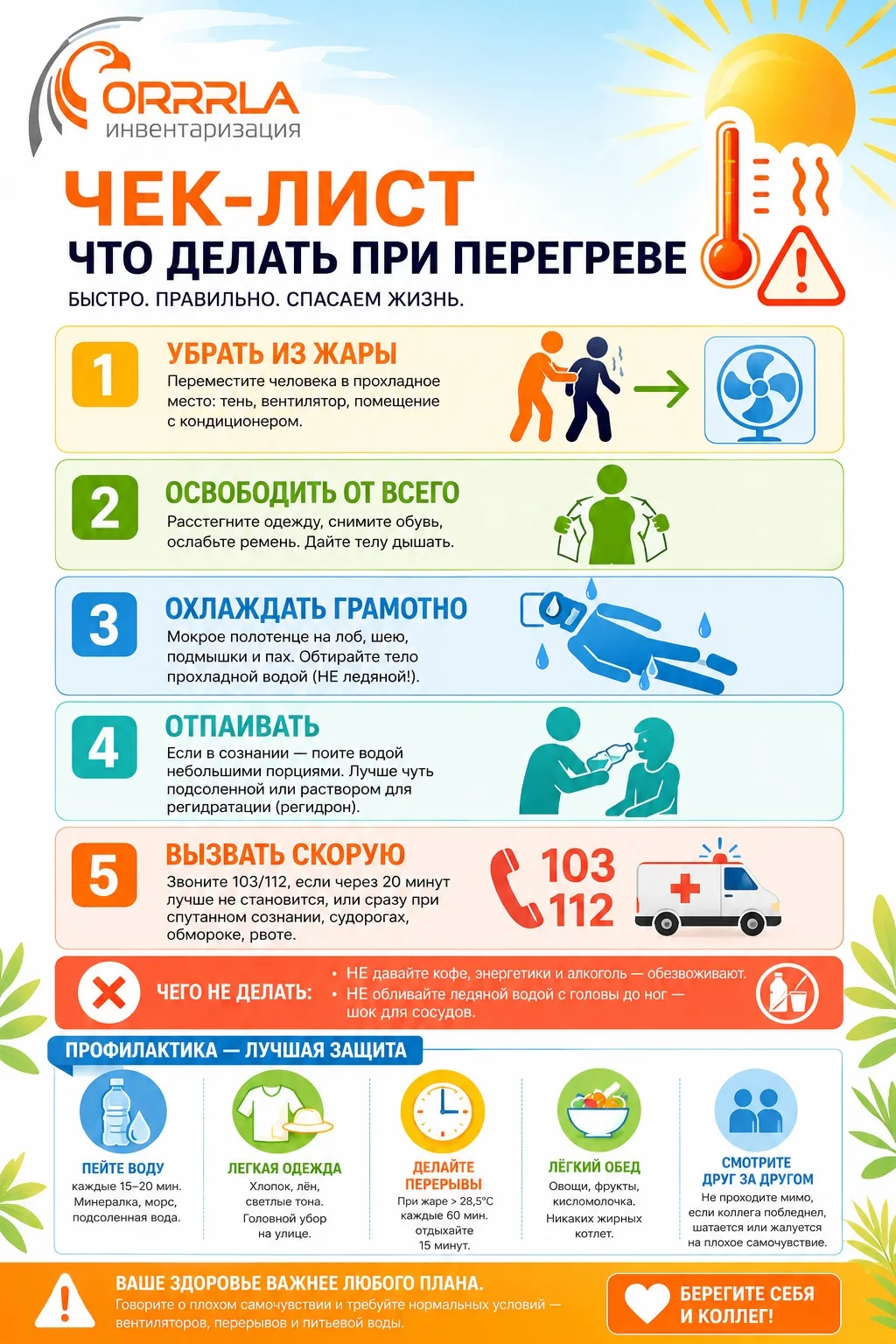 Очень важный чек-лист на летний период 
Сохраните себе его и берегите себя 🧡🧡🧡