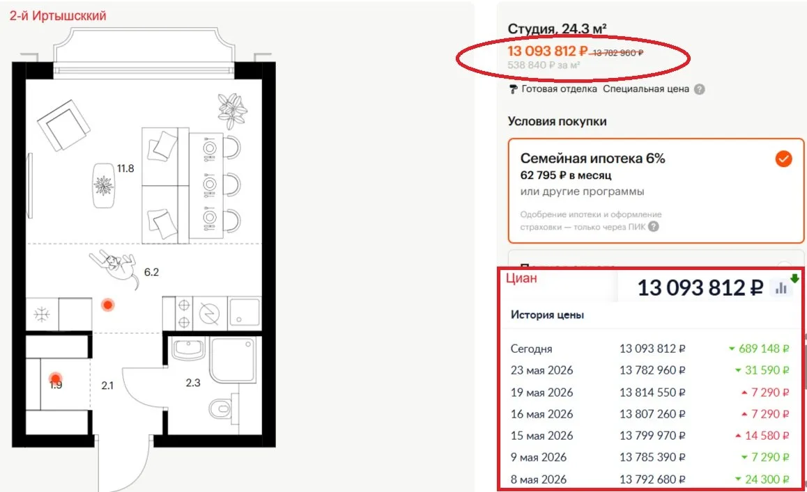 Проверяем точечные скидки от ПИК 🔎
 
Очередная пачка проектов, где ПИК точечно снизил цены. Дисконт
