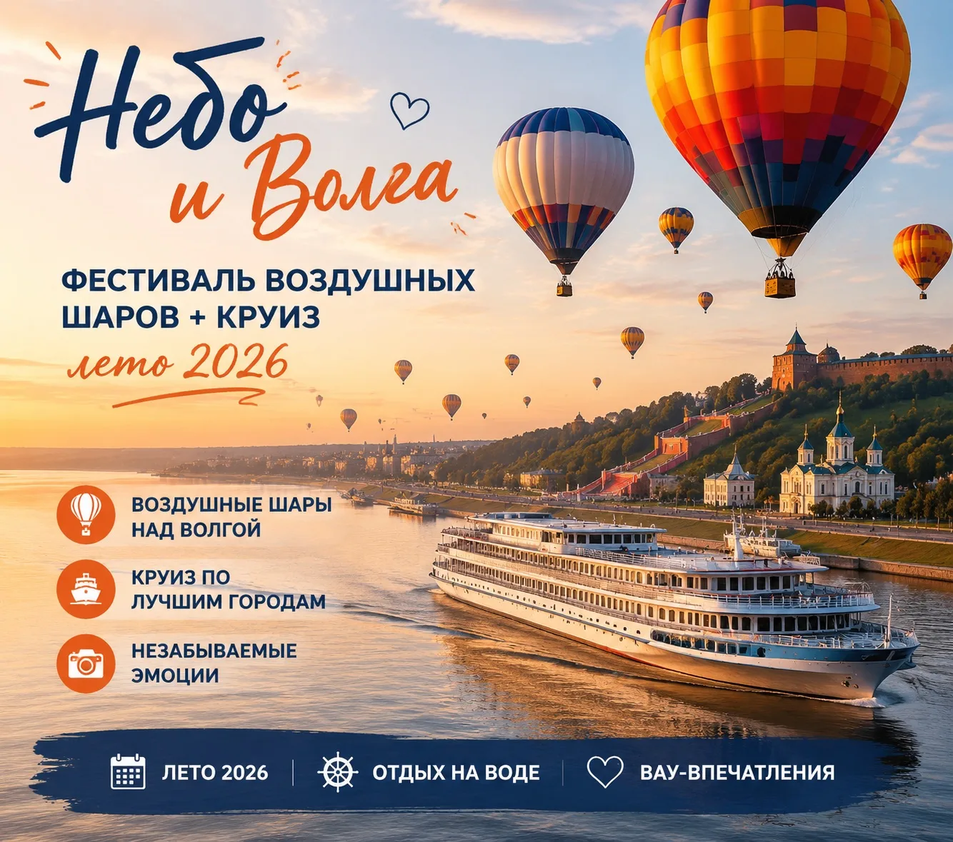 ЭТО ЛЕТО МОЖЕТ СТАТЬ ВАШИМ САМЫМ НЕОБЫЧНЫМ 🎈🚢

🎈 ФЕСТИВАЛЬ ВОЗДУШНЫХ ШАРОВ 2026
В Нижнем Новгород