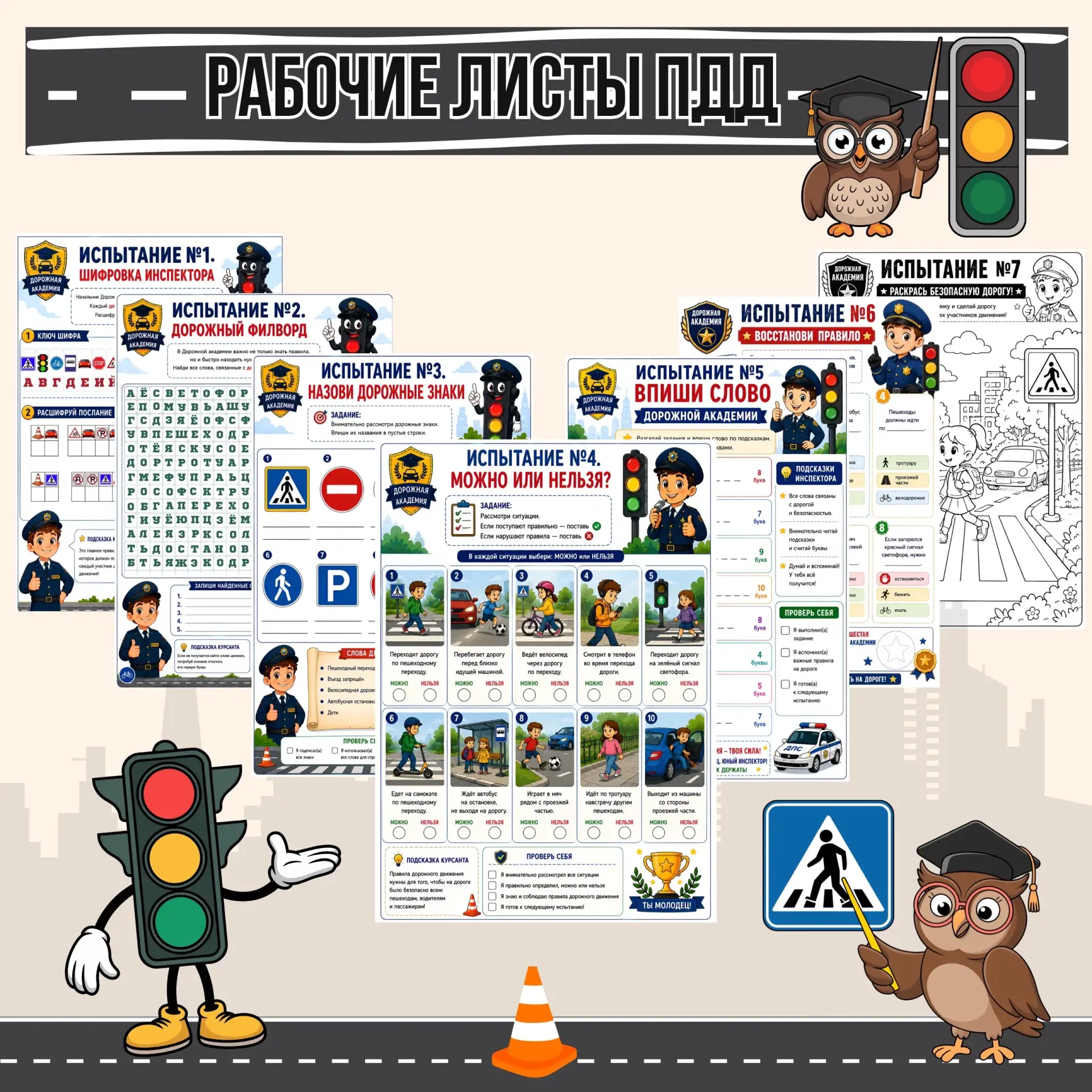 🚦📚 Рабочие листы по ПДД 📚🚦
В сборник входят 7 тематических испытаний🎯
Автор За кулисами начальн