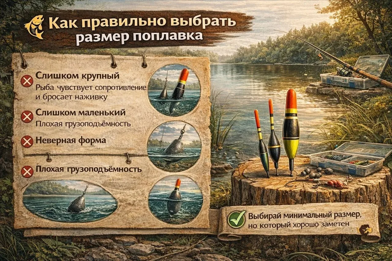 🎣 КАК ПРАВИЛЬНО ВЫБРАТЬ РАЗМЕР ПОПЛАВКА
Неправильно подобранный поплавок может испортить даже персп