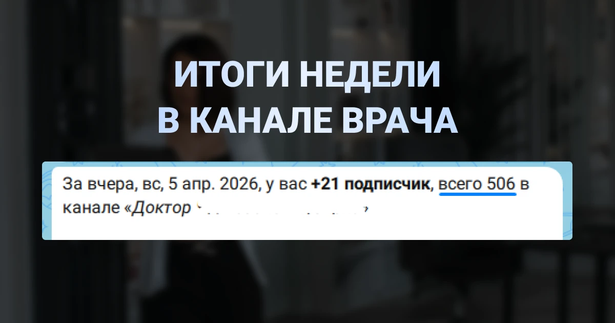 500+ подписчиков в канале врача и первые записи на приём🔥

За неделю канал вырос до 500+ подписчико