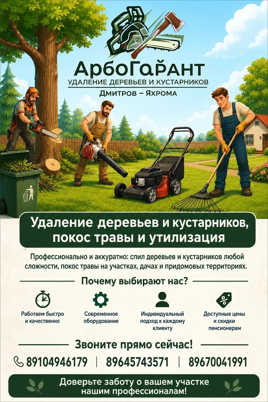🌳 Удаление деревьев и кустарников, покос травы, вывоз, утилизация.
Работаем с многими СНТ по 
Дмитр