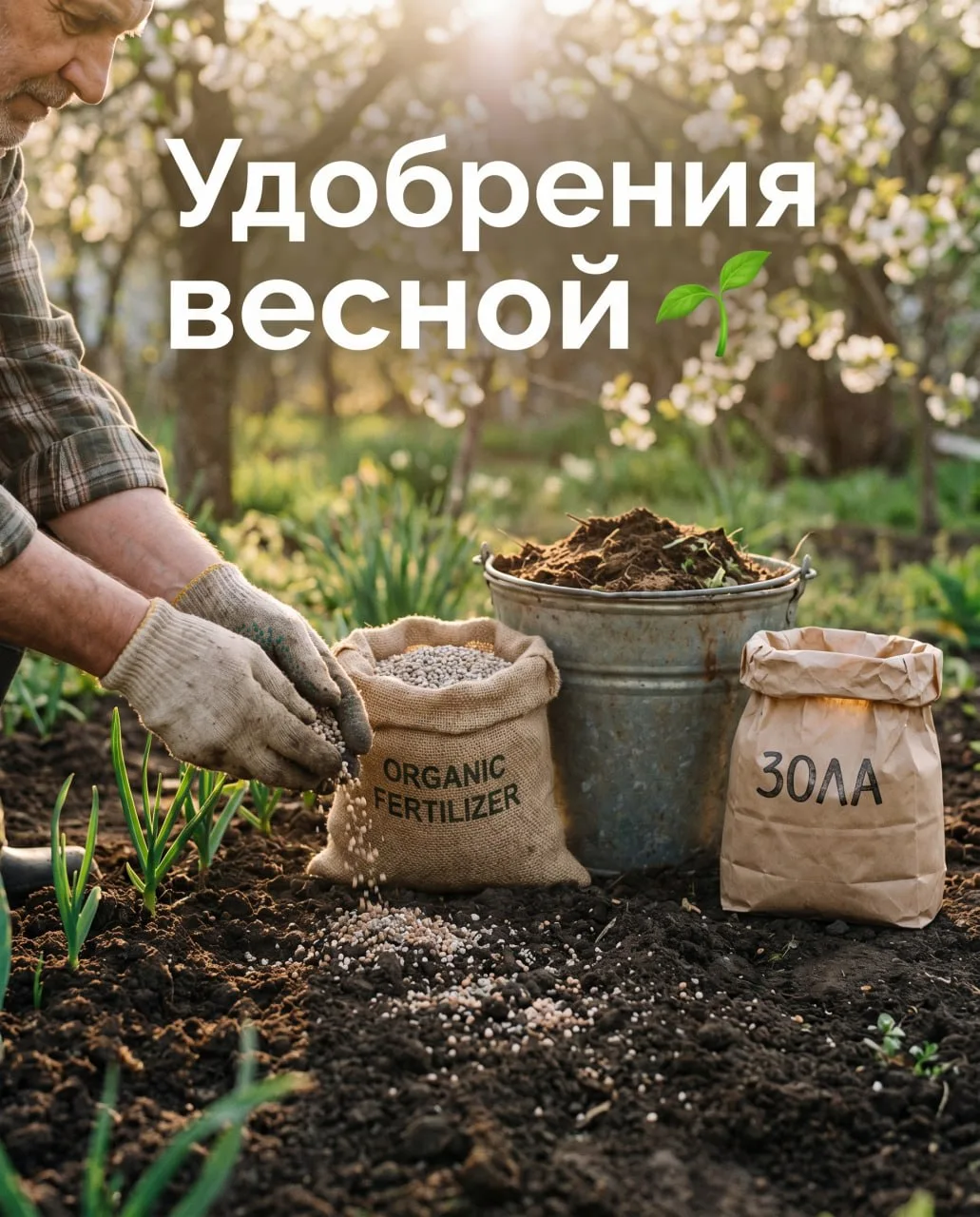 🌱 Удобрения весной — органика и минералка

Весной почва истощена после зимы. Растения только просып