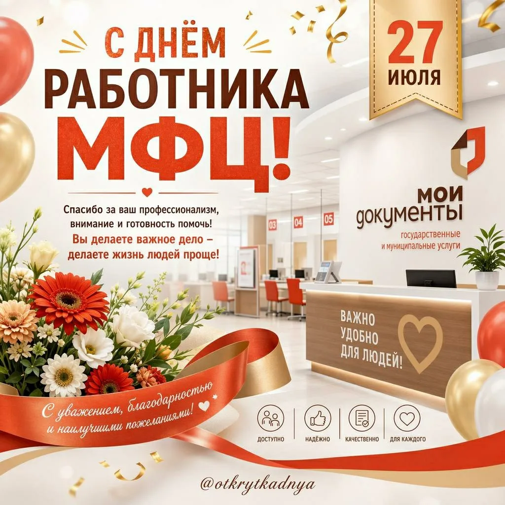 С днем работника МФЦ! 💐

Выбрать открытку 💌
Мы в MAX