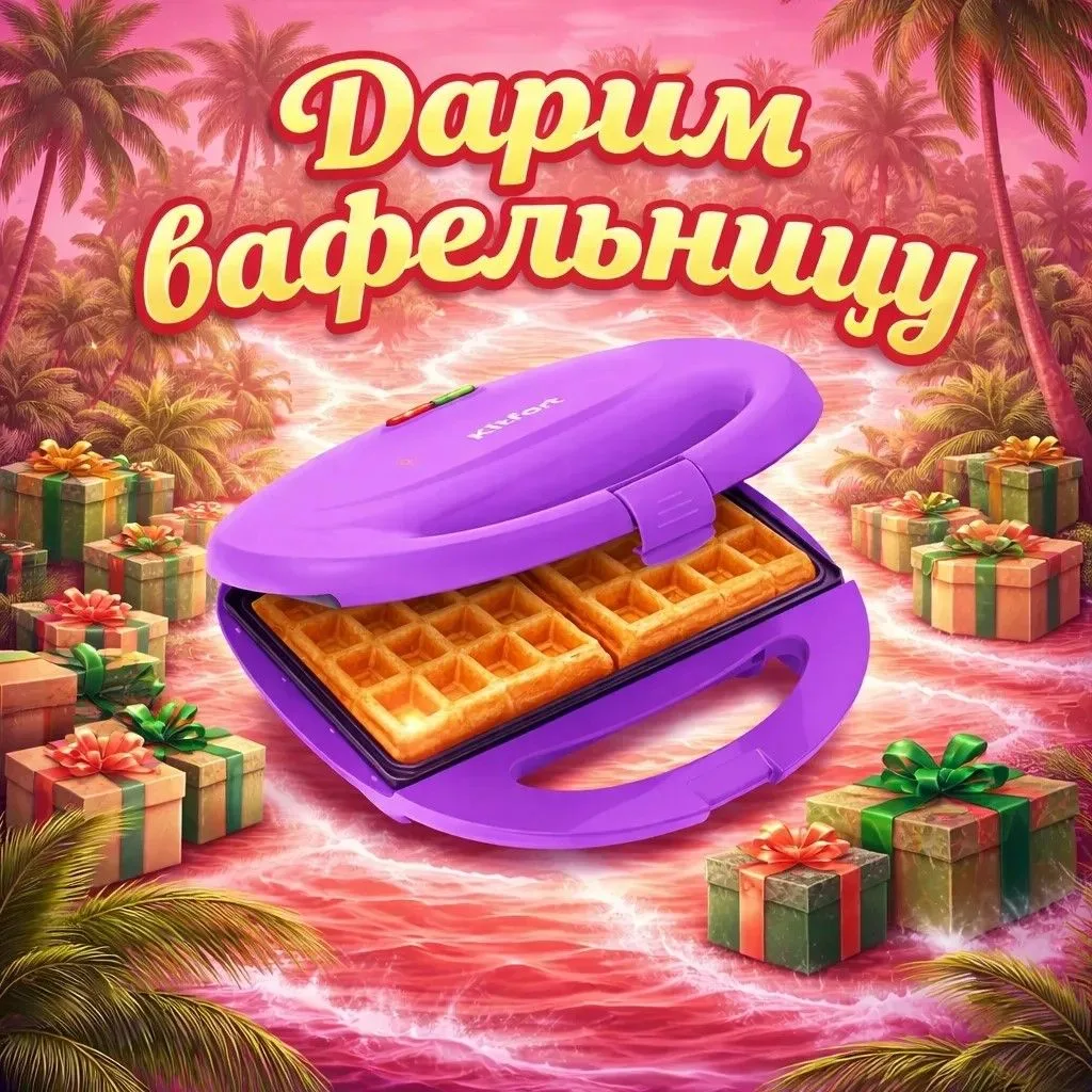Дарим вафельницу для хрустящих завтраков!
​
​
Лето - пора баловать себя полезными и вкусными вафлями