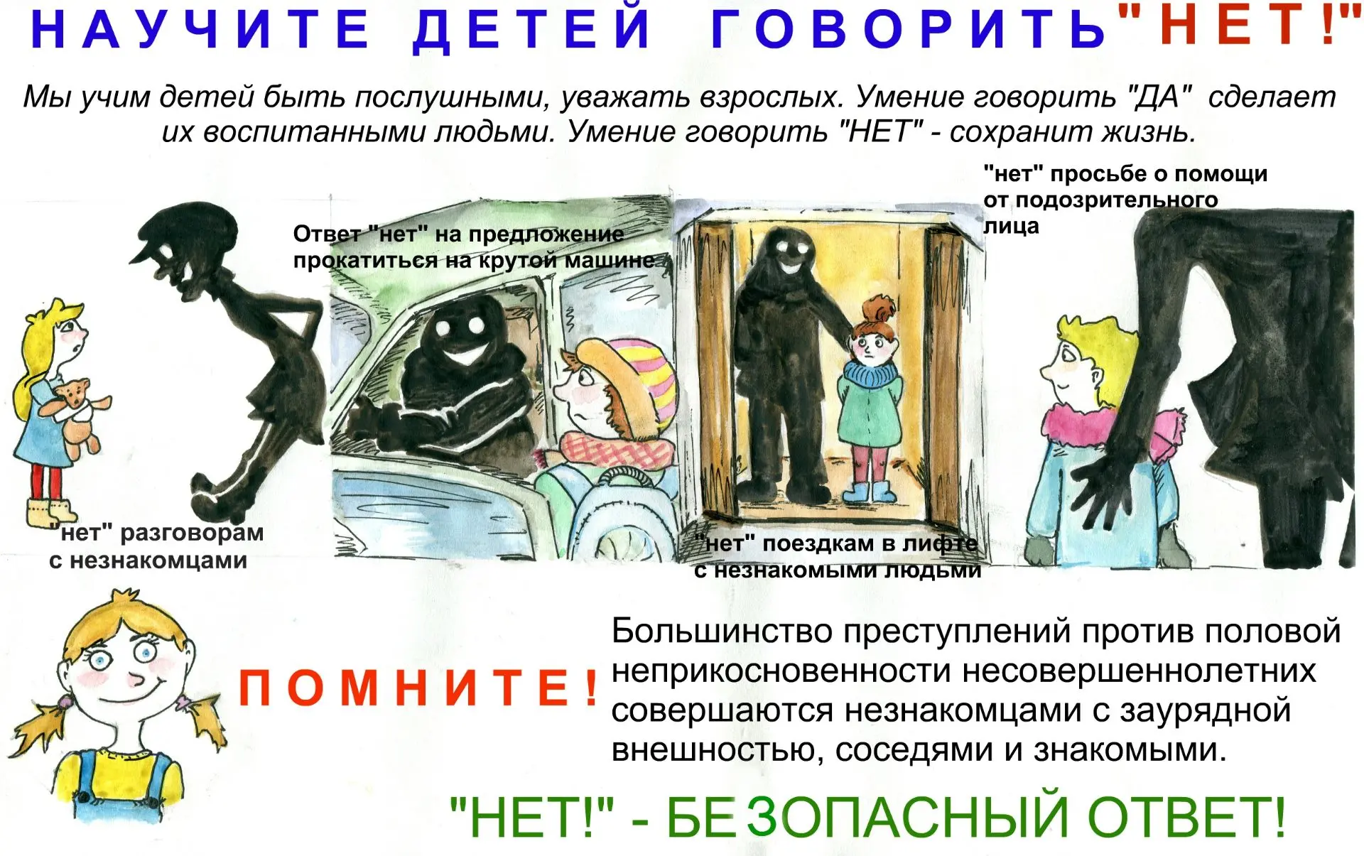 Избежать насилия можно, но для этого запомнить "Правило пяти "нельзя"
"Правило пяти "нельзя":
1. Нел