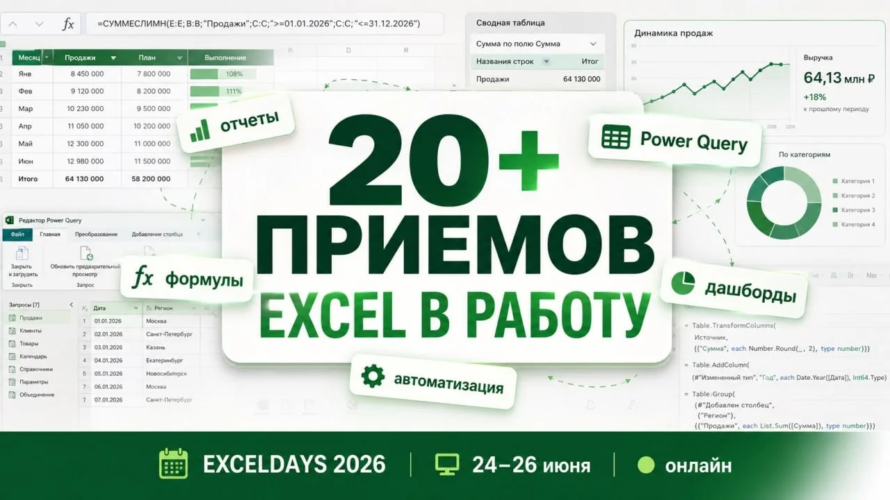 Конференция, которую стоит посетить, если Excel у вас открыт почти каждый день

🔥 Это EXCELDAYS 2