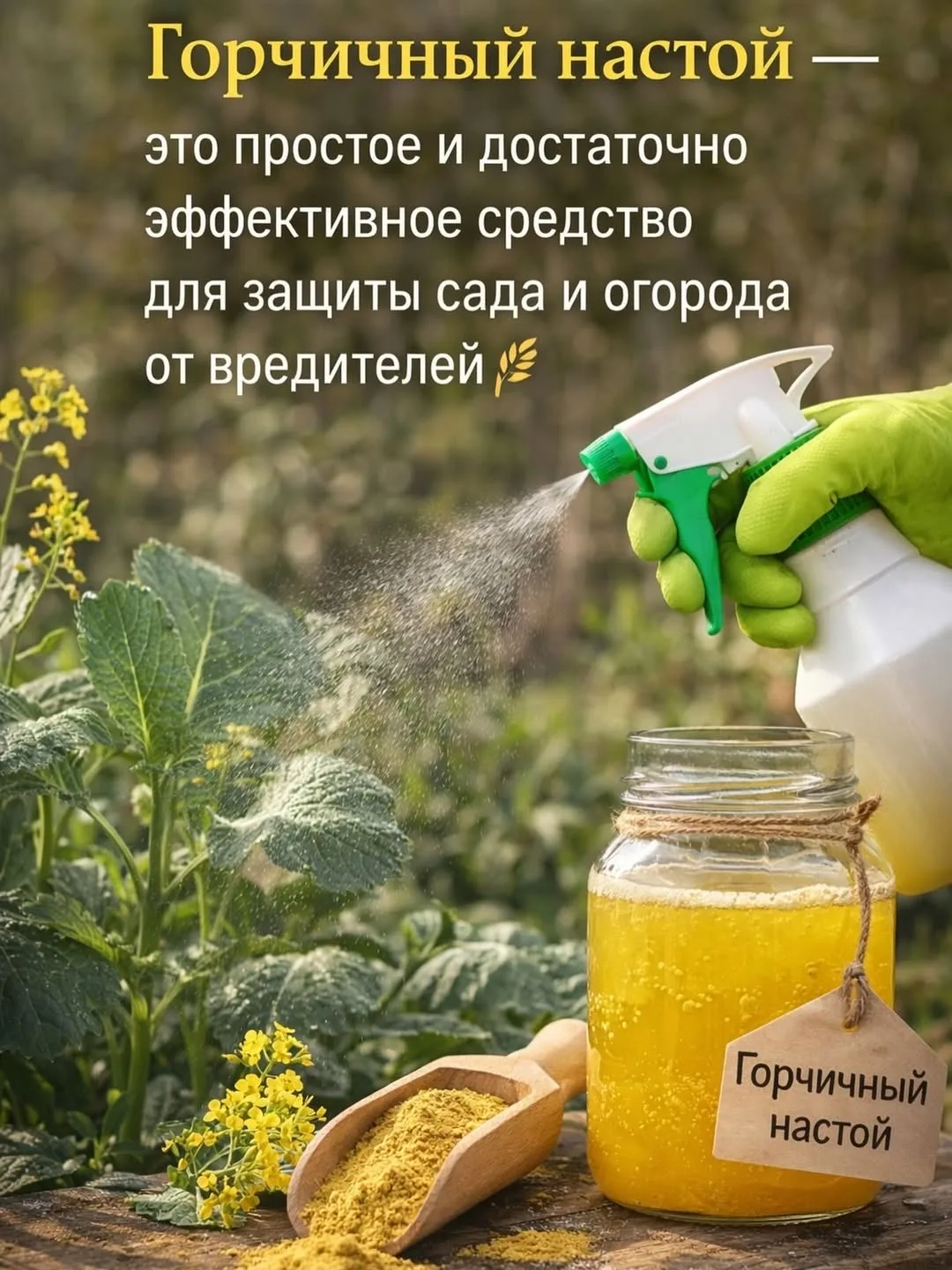 Горчичный настой — это простое и достаточно эффективное средство для защиты сада и огорода от вредит