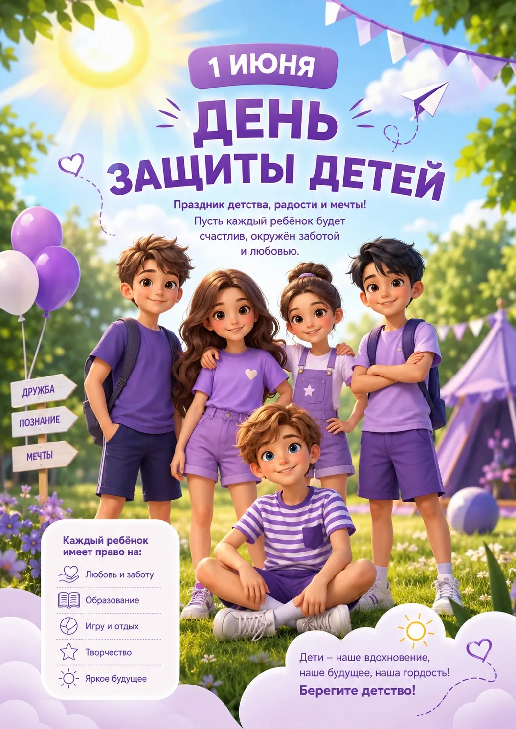 С праздником, с днём защиты детей, наши маленькие звездочки💜☀️ Пусть каждый ваш день будет наполнен