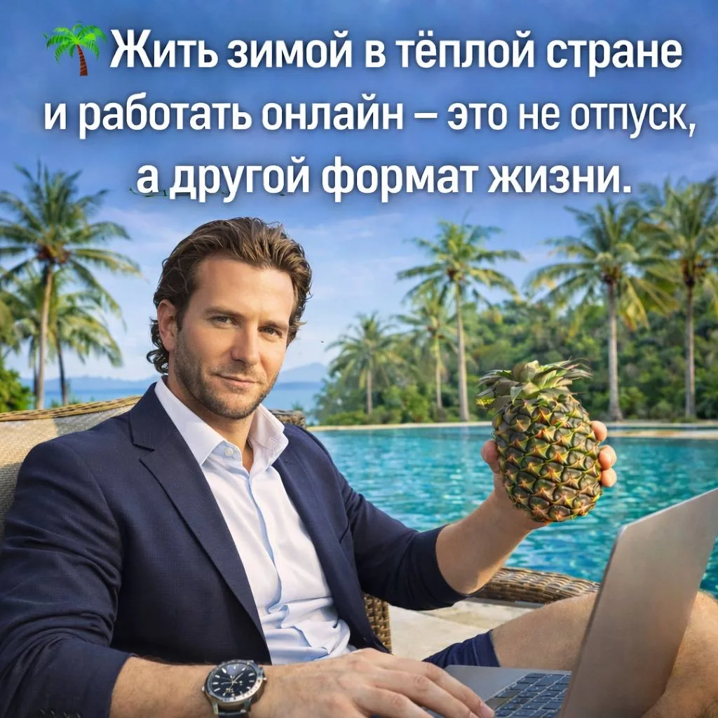🌴 Жить зимой в тёплой стране и работать онлайн — это не отпуск, а другой формат жизни. 

На фото вс