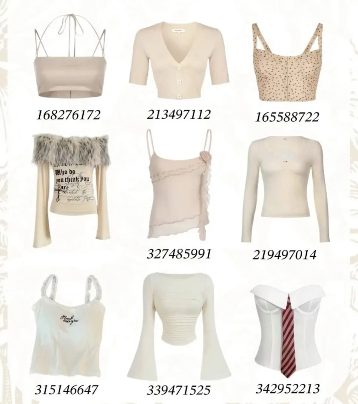 🛍️Верх с ВБ🛍️

ꨄ︎артикулы на фотоꨄ︎

если нравятся вещи-🔥