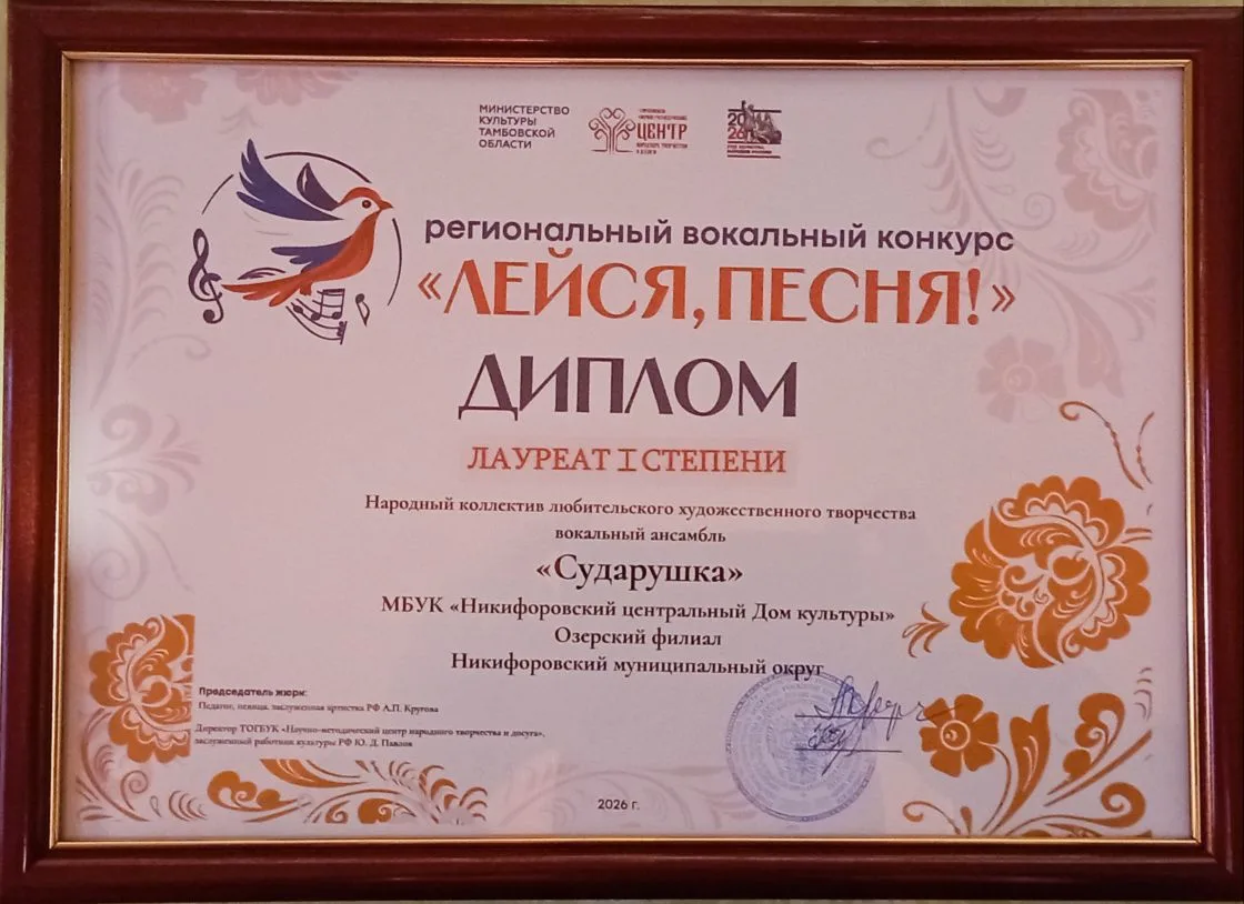 18 апреля народный коллектив любительского художественного творчества вокальный ансамбль "Сударушка"