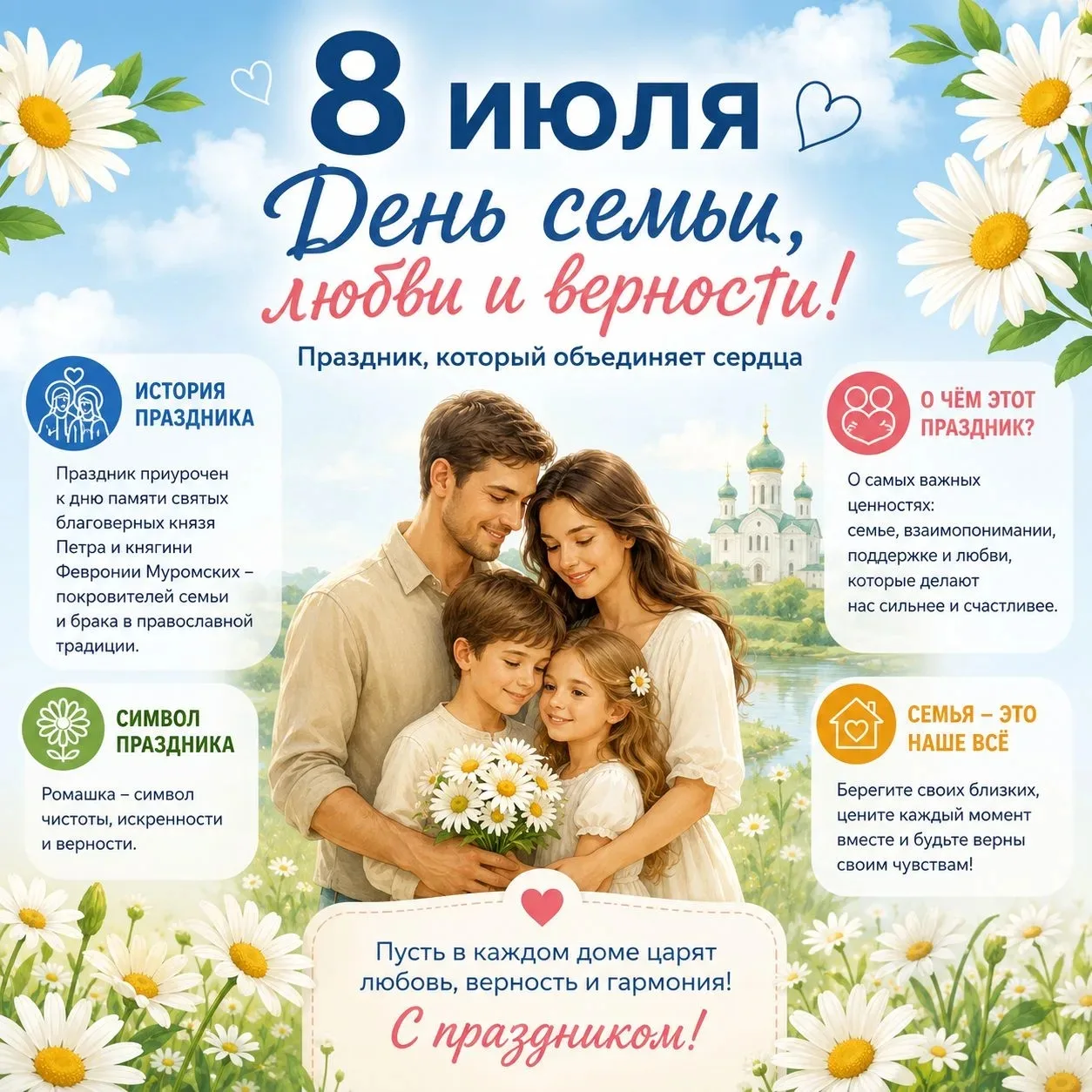8 ИЮЛЯ — ДЕНЬ СЕМЬИ, ЛЮБВИ И ВЕРНОСТИ ❤️

Сегодня мы отмечаем самый тёплый и душевный праздник — Ден