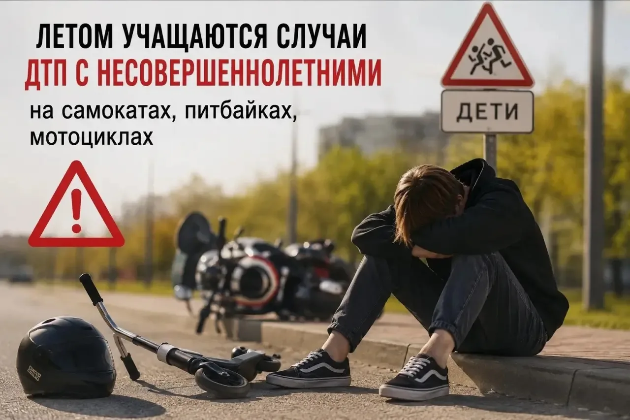 Уважаемые родители!    Лето только началось, а количество ДТП с участием несовершеннолетних  растет.