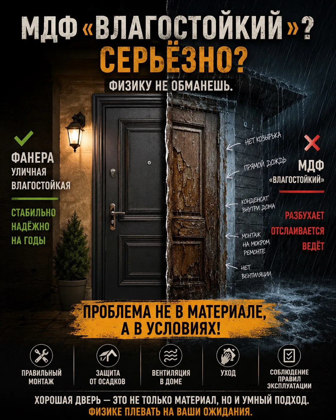 Каждый сезон одно и то же.

Люди с пеной у рта доказывают нам, что влагостойкий МДФ «ничем не хуже ф