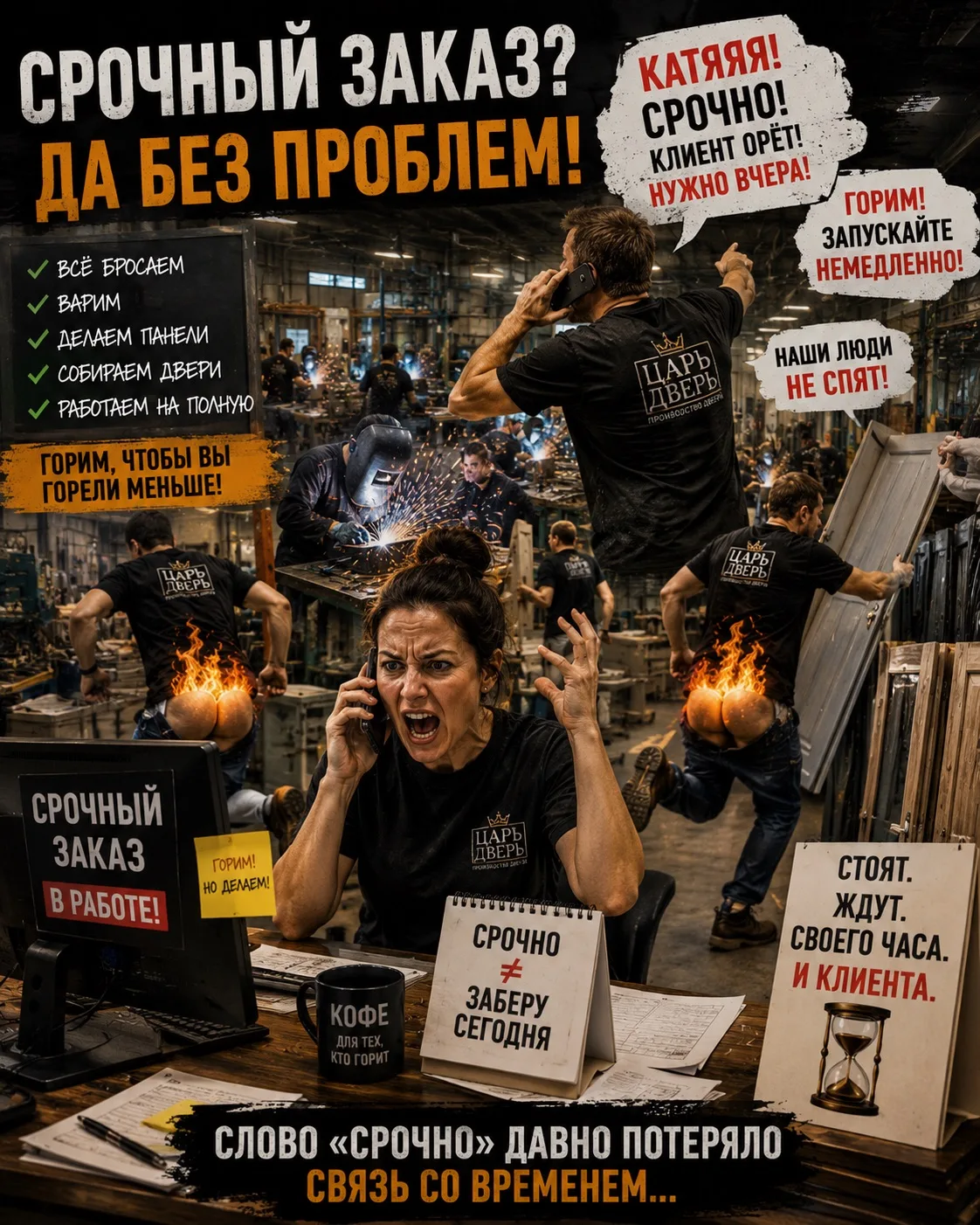 Отдельный вид производственного экстрима — это наши любимые «срочные» дилеры.

— Катяяяя, срочно!  
